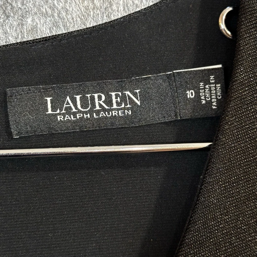 Lauren Ralph Lauren Womens 10 Black Long Sleeve Maxi Dress V Neck Twist